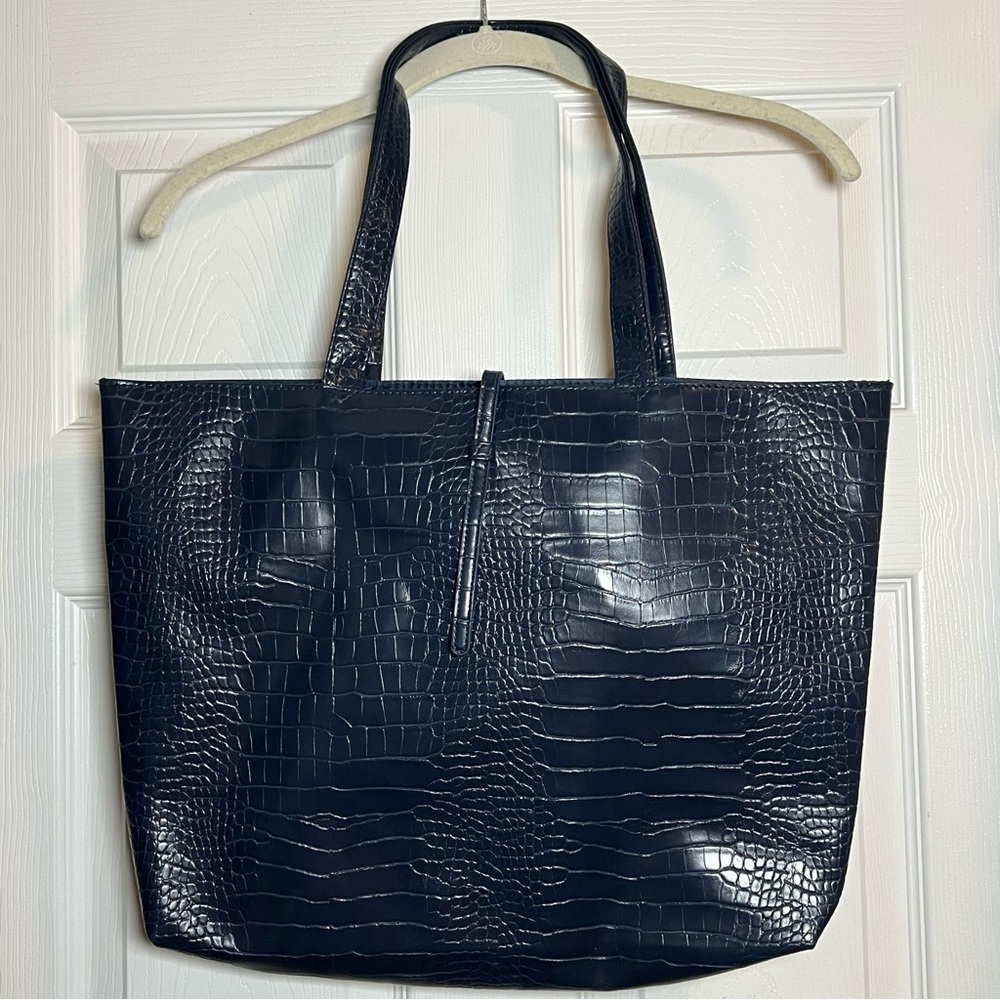 Saks Fifth Avenue PVC Tote Bag Navy Blue